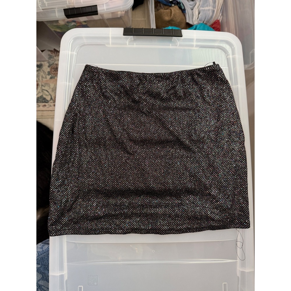 Silence + Noise Britney Sparkle Micro Skirt Black Glitter Shimmer Y2K Party - Picture 2 of 7